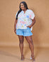 Soft Pastel Floral V-Neck Short Sleeve Top
