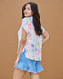 Soft Pastel Floral V-Neck Short Sleeve Top