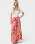 Jupe longue fleurie taille haute en orange