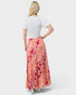 Jupe longue fleurie taille haute en orange