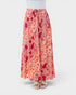 Jupe longue fleurie taille haute en orange