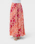 Jupe longue fleurie taille haute en orange