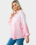 Camisa tie dye de manga larga en color rosa