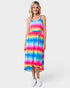 Vestido camisola midi sin mangas con rayas de arcoíris