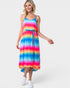 Vestido camisola midi sin mangas con rayas de arcoíris