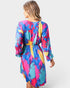 Vestido mini estampado con escote en V en azul multi