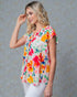 Watercolor Floral Flutter Sleeve Blouse
