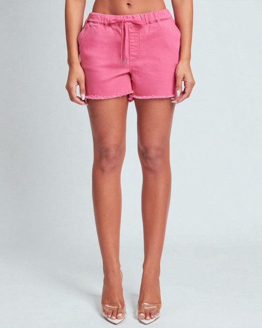 Short à ourlet brut avec cordon de serrage en rose