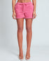 Pink Frayed Hem Drawstring Shorts