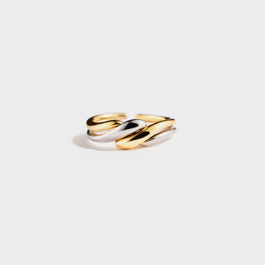 Gold Two-Piece Twisted Open Ring