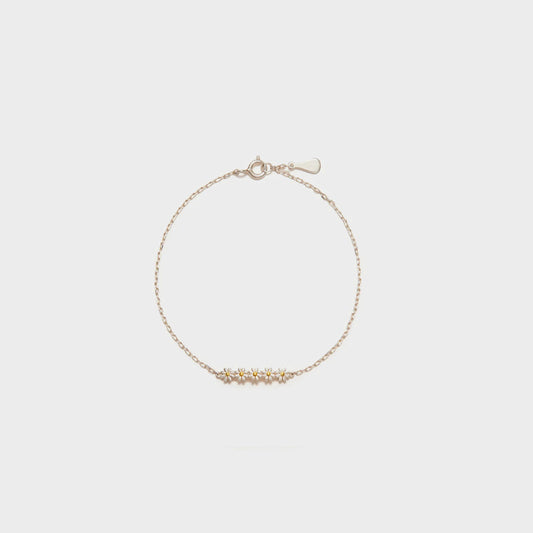 Silver Row of Daisies Chain Bracelet