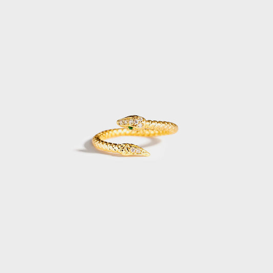 Gold Snake Shape Zircon Bypass Ring