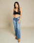 Black Smocked Adjustable Strap Bralette