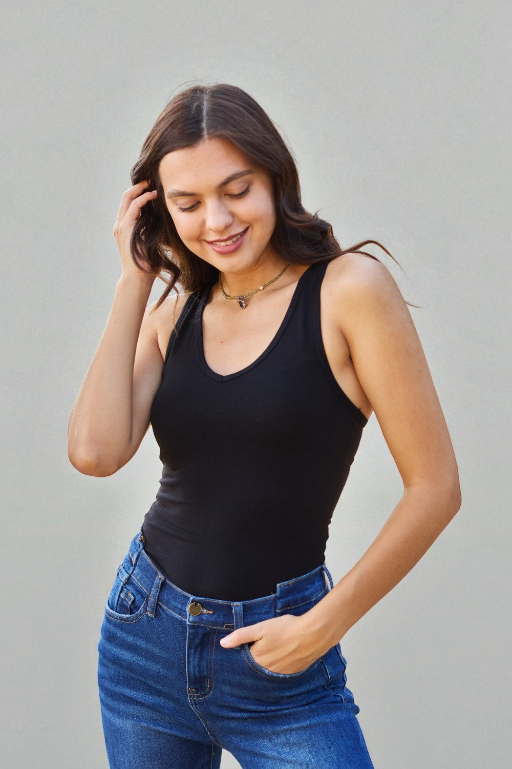 Body débardeur dos nageur en noir