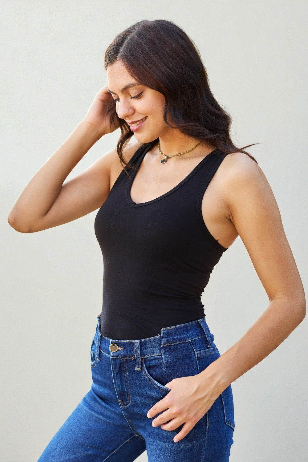 Body débardeur dos nageur en noir