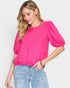 Jersey de media manga con cuello redondo en fucsia