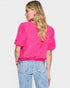 Jersey de media manga con cuello redondo en fucsia