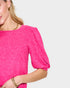 Jersey de media manga con cuello redondo en fucsia