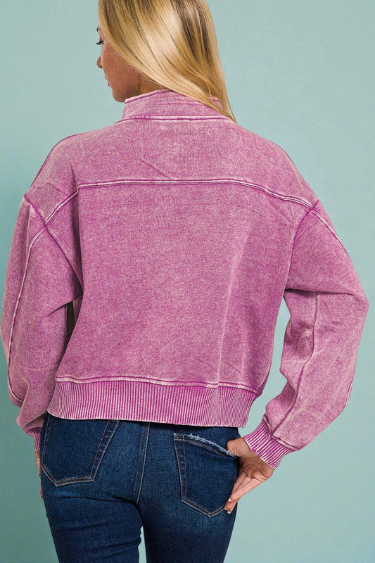 Orchid Washed Half Zip Pullover