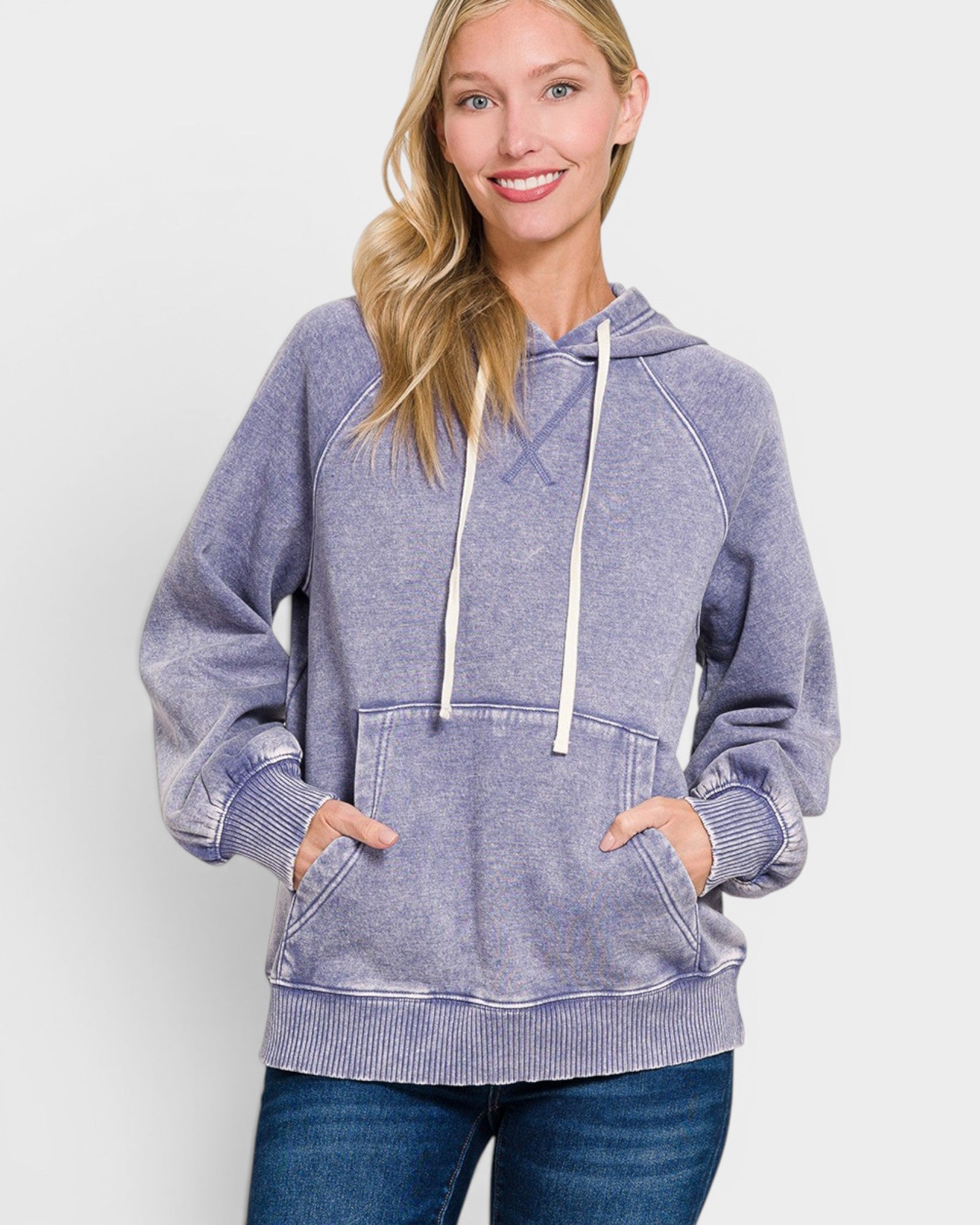 Washed Lavender Hooded Pullover Sweatshirt
