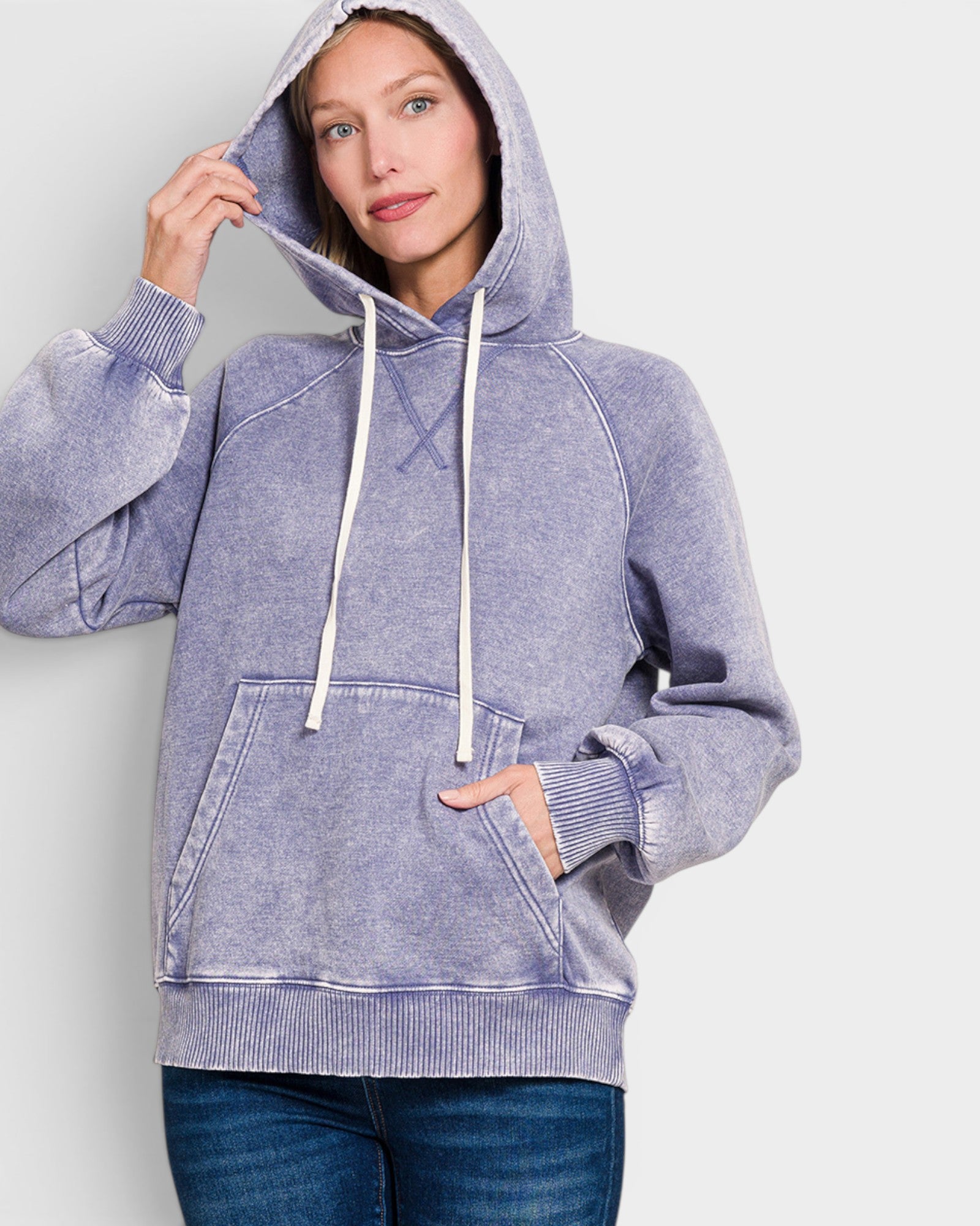 Washed Lavender Hooded Pullover Sweatshirt