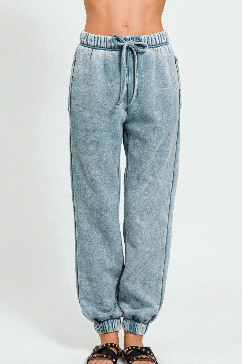 Faded Blue Drawstring Joggers