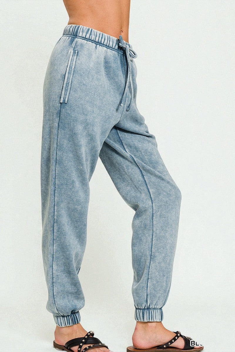 Faded Blue Drawstring Joggers
