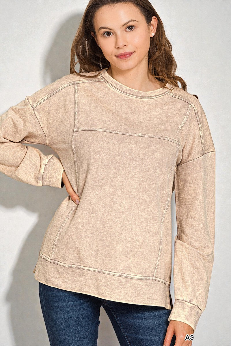 Sandstone Mineral Wash Long Sleeve Top