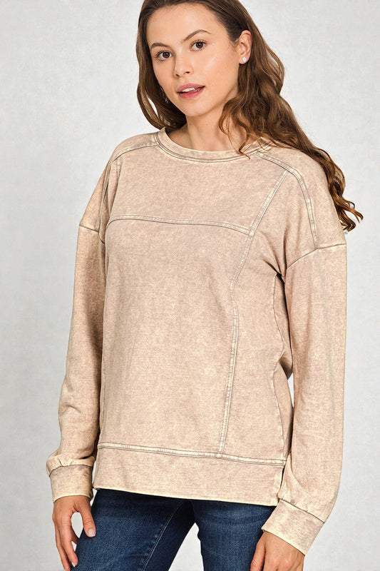 Sandstone Mineral Wash Long Sleeve Top