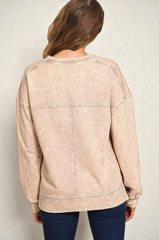 Sandstone Mineral Wash Long Sleeve Top
