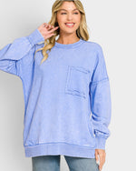 Cornflower Blue Mineral Wash Cotton Sweatshirt