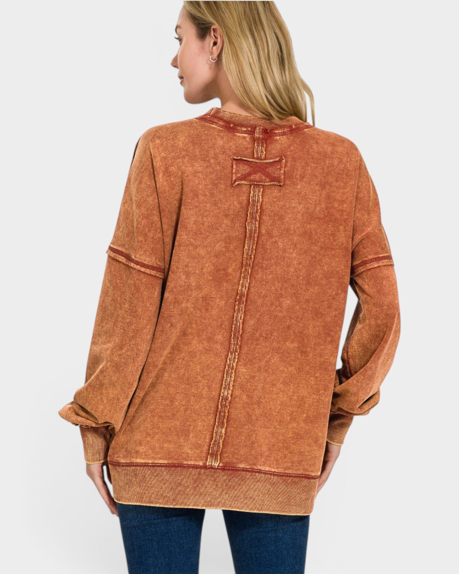 Rust Mineral Wash Cotton Sweatshirt