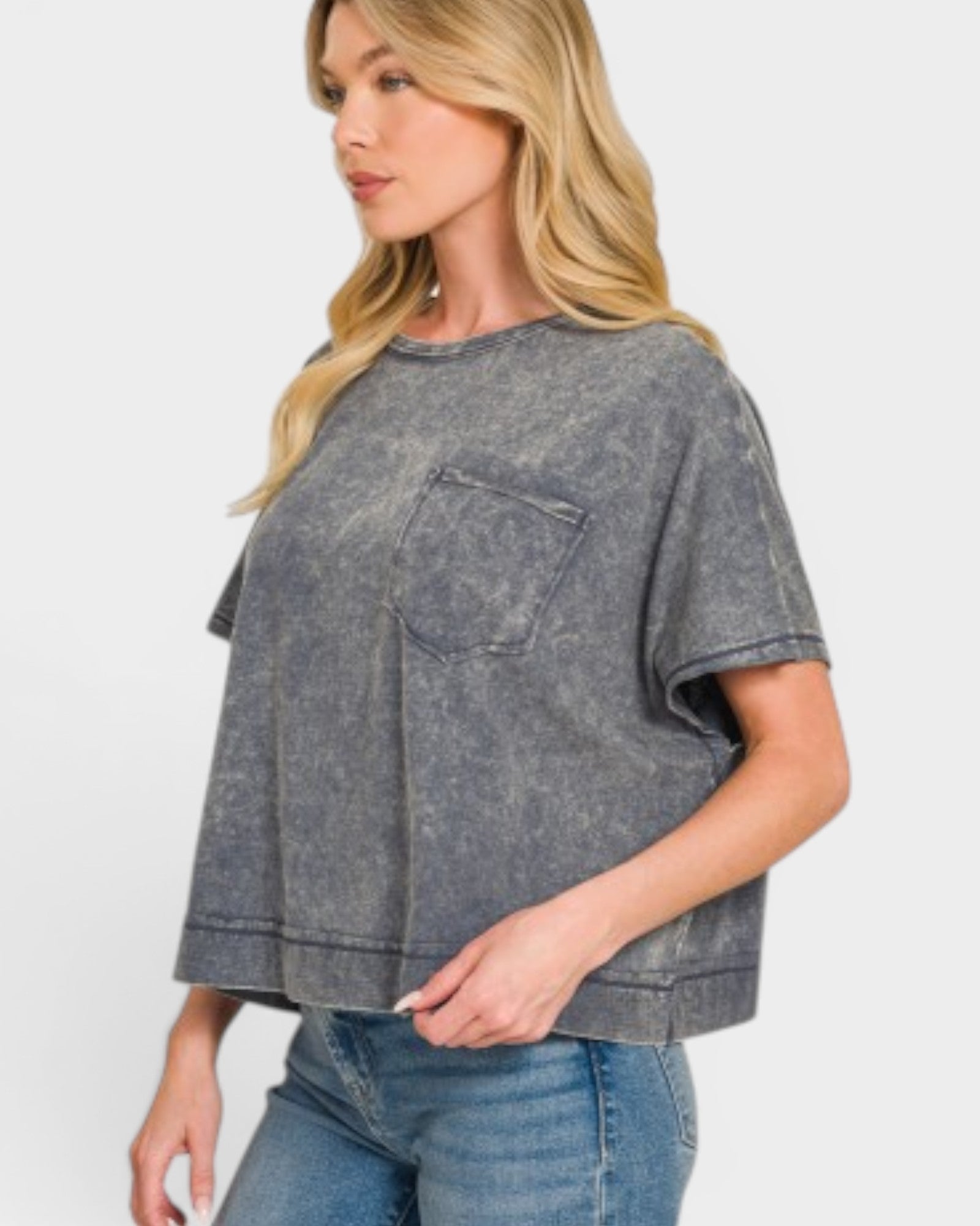 Charcoal Mineral Wash Pocket Tee