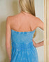 Mineral Blue Strapless Wide Leg Jumpsuit