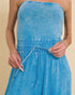 Mineral Blue Strapless Wide Leg Jumpsuit