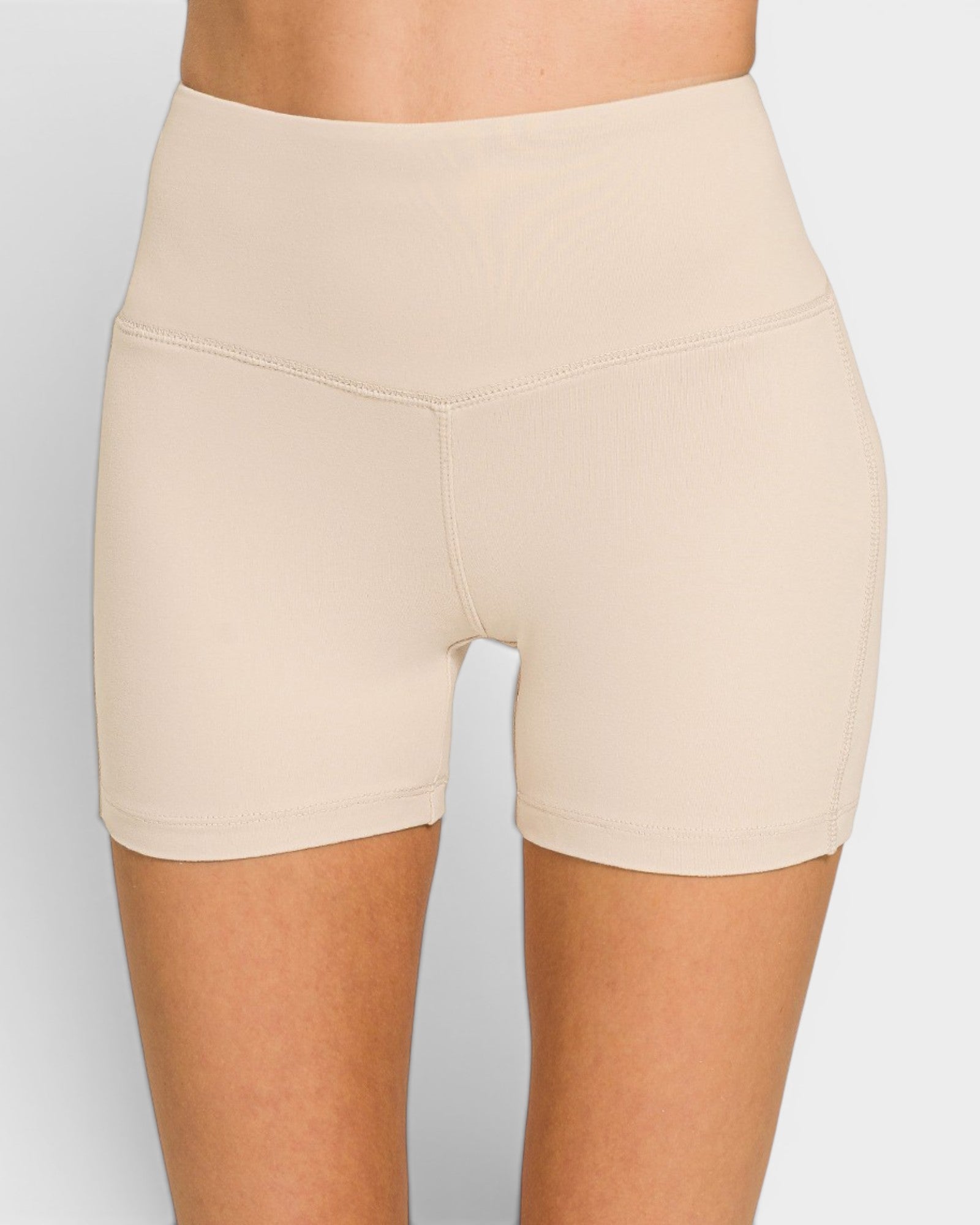 Ivory Brushed Microfiber Biker Shorts