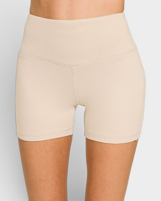 Ivory Brushed Microfiber Biker Shorts