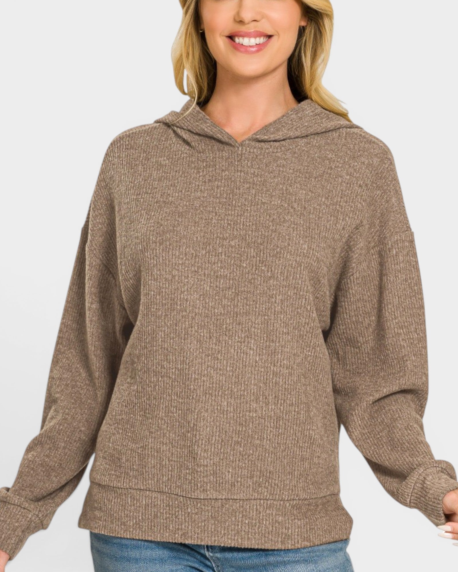 Brown Hacci Knit Hoodie
