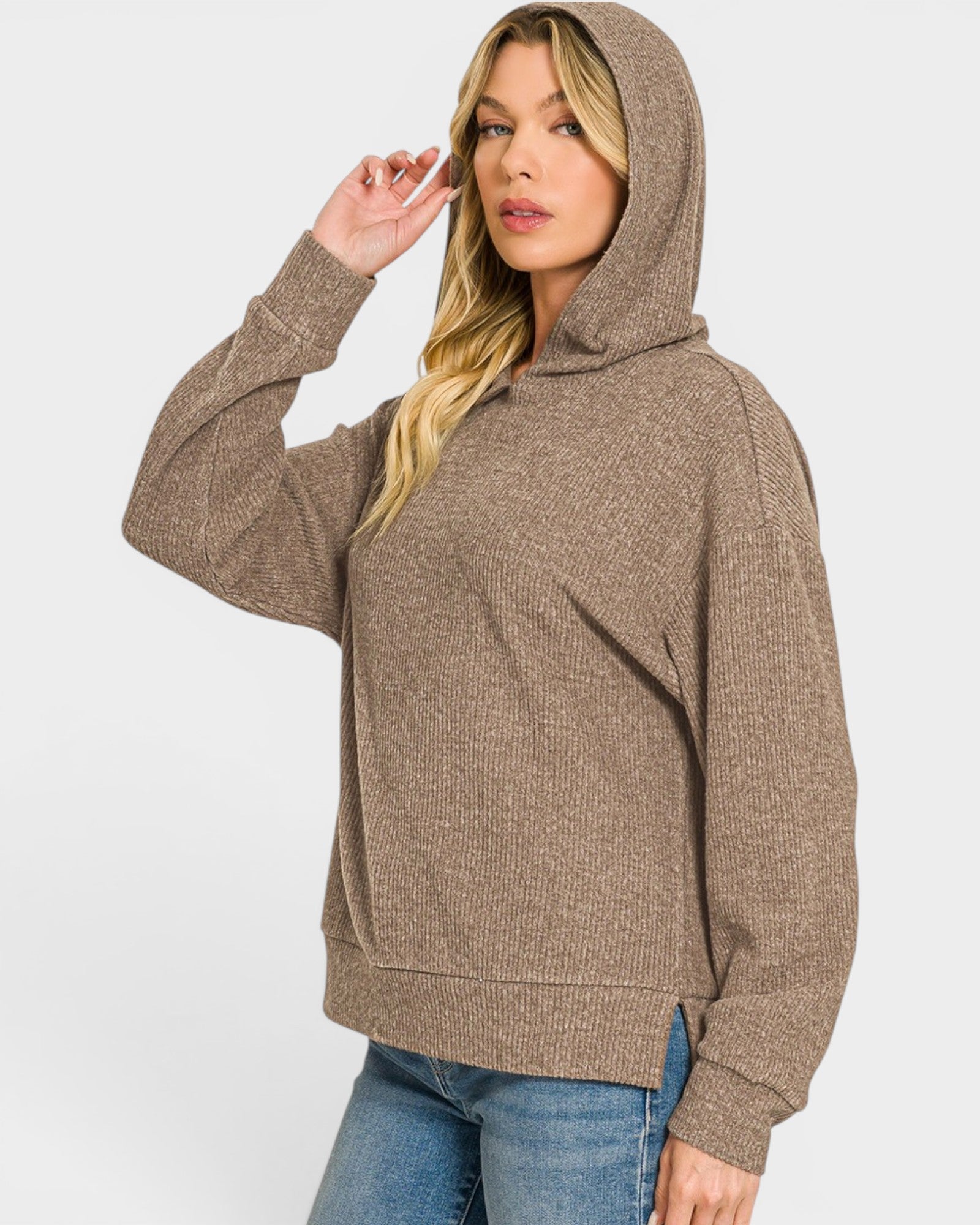 Brown Hacci Knit Hoodie