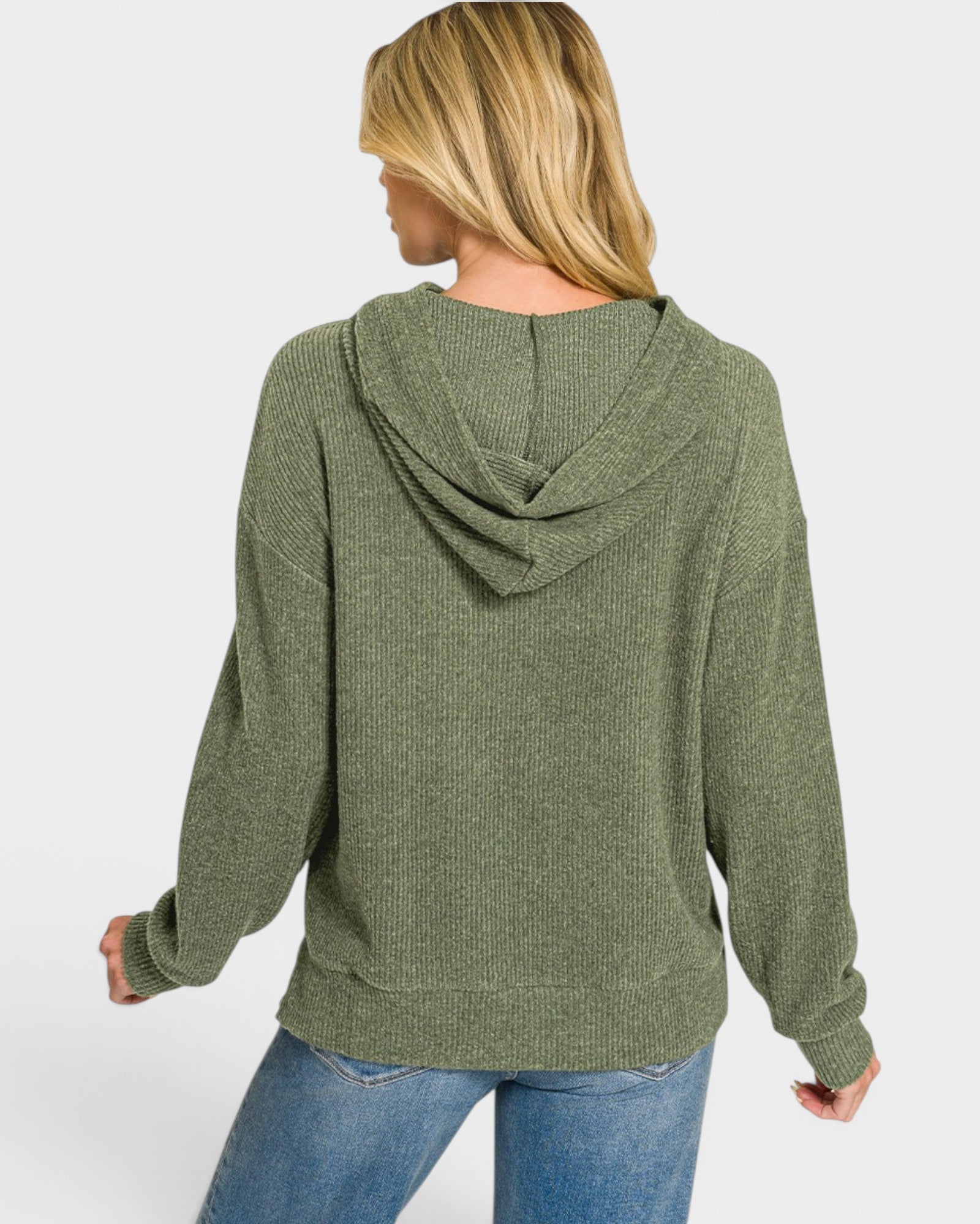 Dark Olive Hacci Knit Hoodie