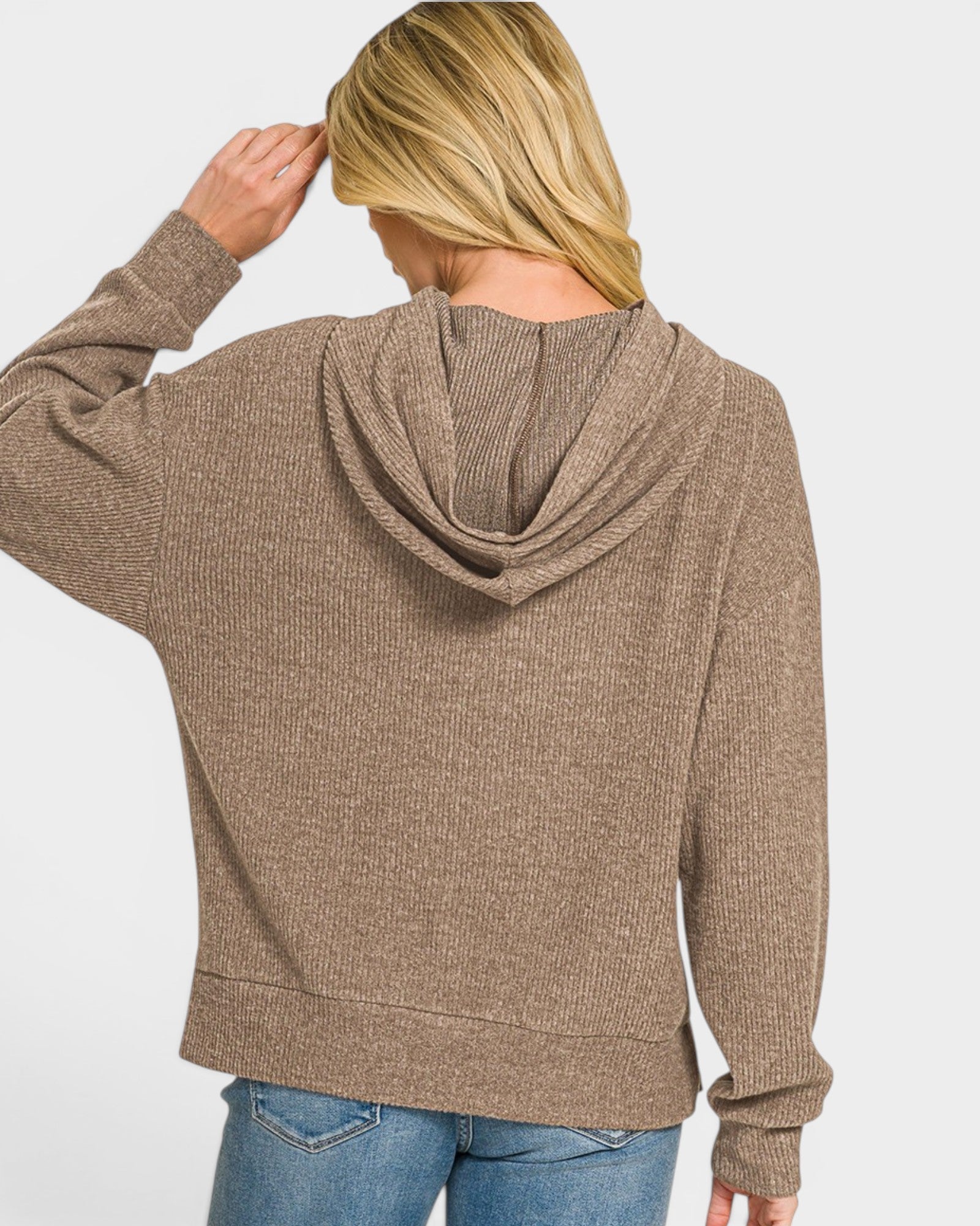 Brown Hacci Knit Hoodie