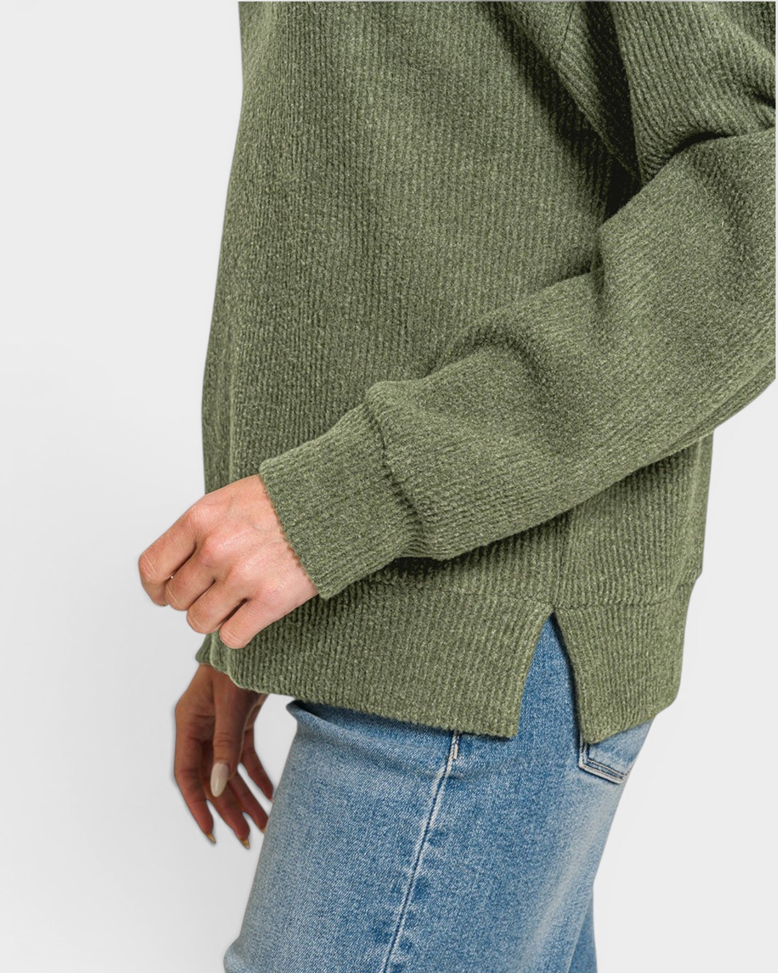 Dark Olive Hacci Knit Hoodie