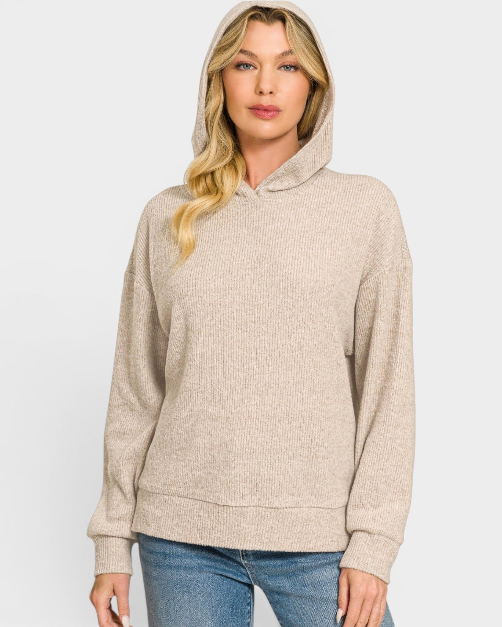 Heather Mocha Hacci Knit Hoodie