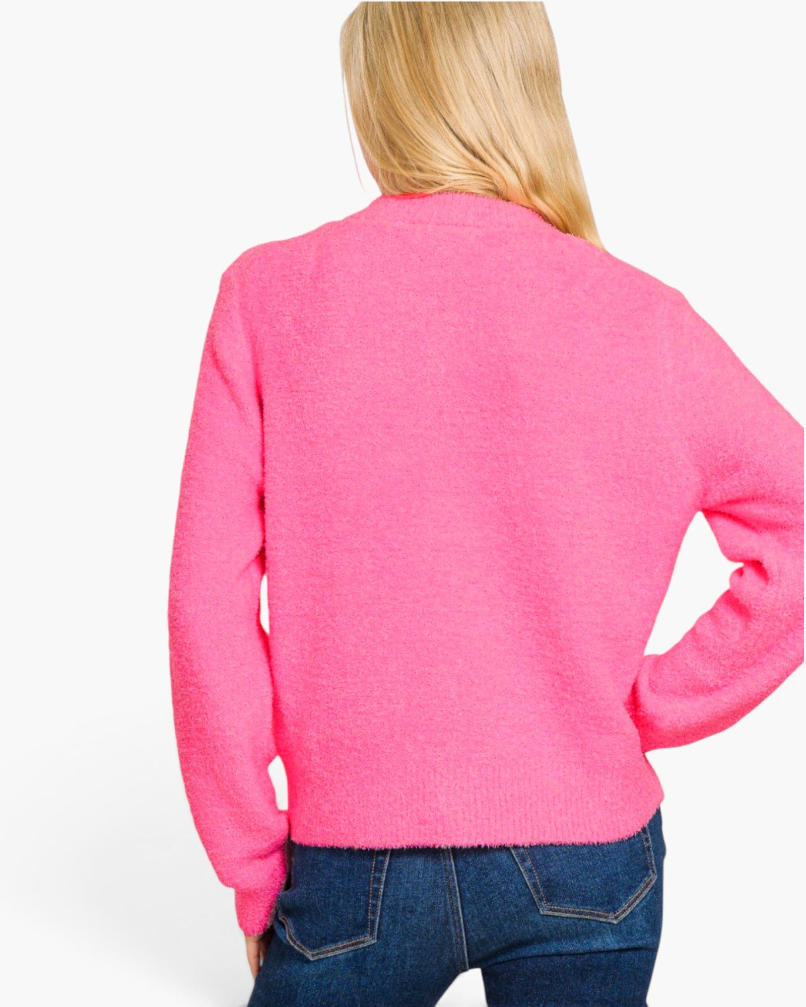 Fuchsia Soft Knit Button Cardigan