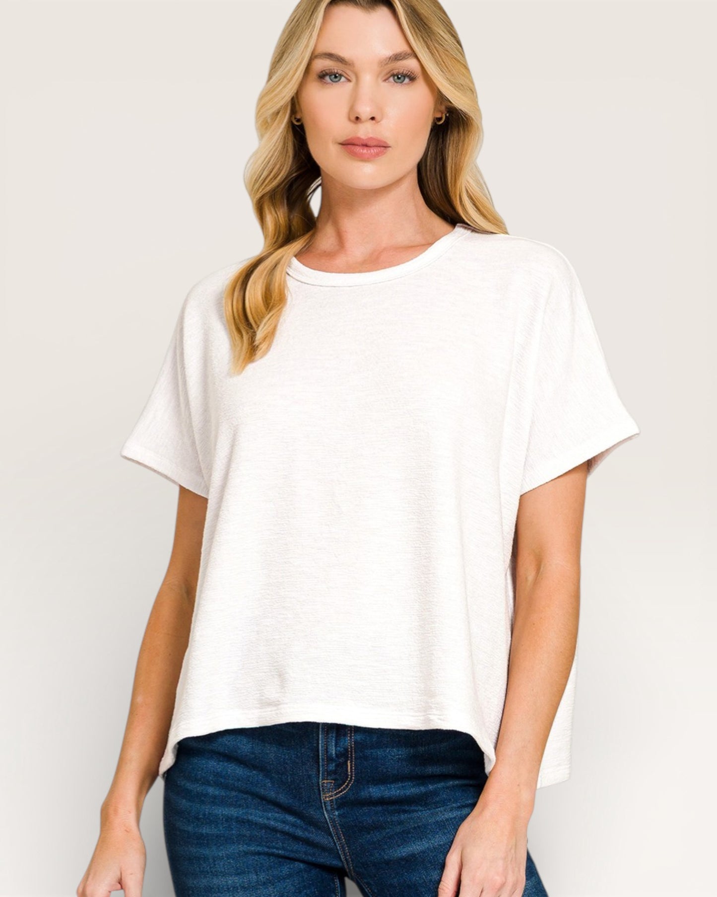 White Boxy Knit Tee