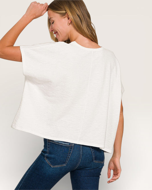 White Boxy Knit Tee