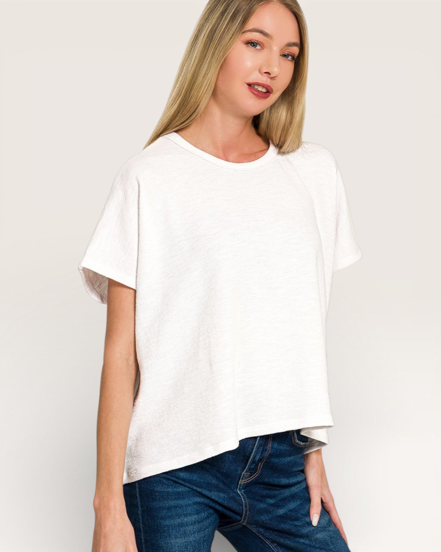 White Boxy Knit Tee