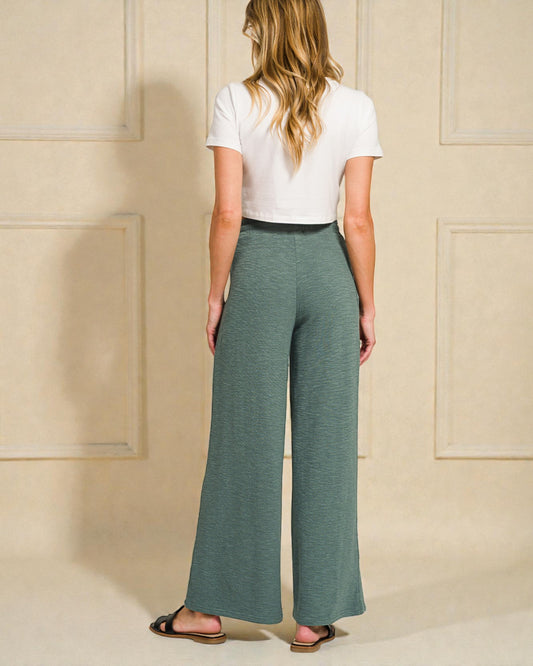 Sage Knit Tee & Wide Leg Pants Set