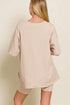 Sand Beige V-Neck Oversized Tee & Biker Shorts Set