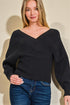 Black Wrap V-Neck Sweater